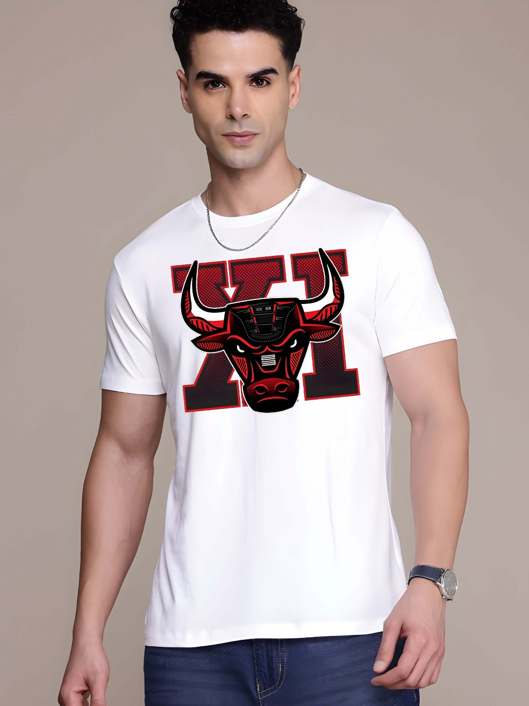 

Krimmple Men Pure Cotton T-shirt, White