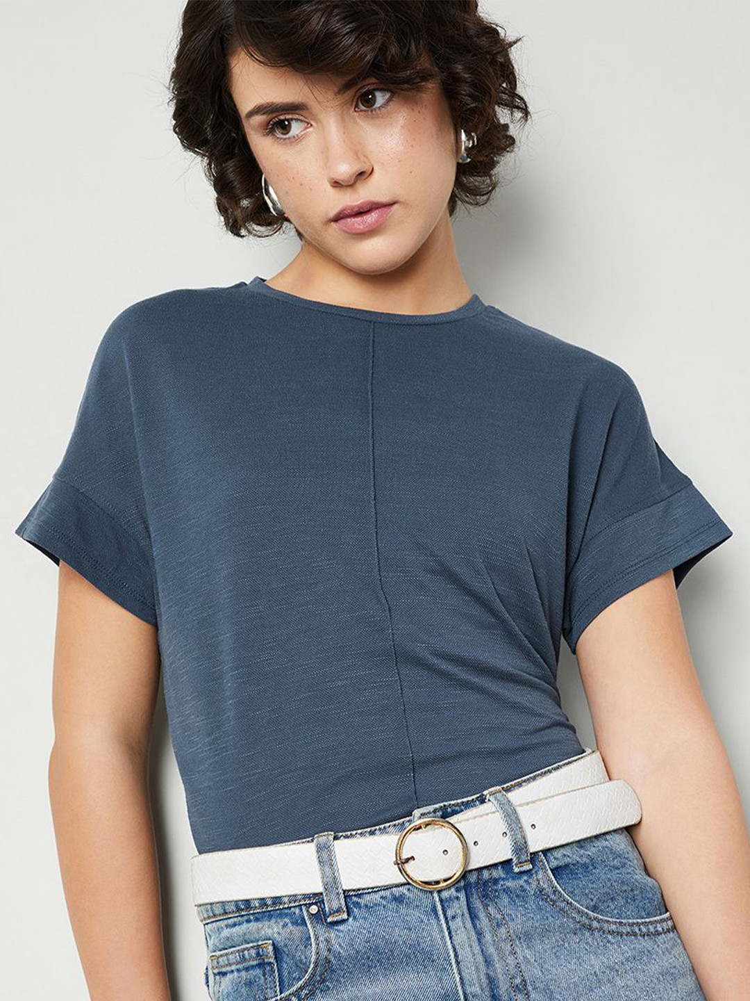

max Women Cotton Crop Top, Blue
