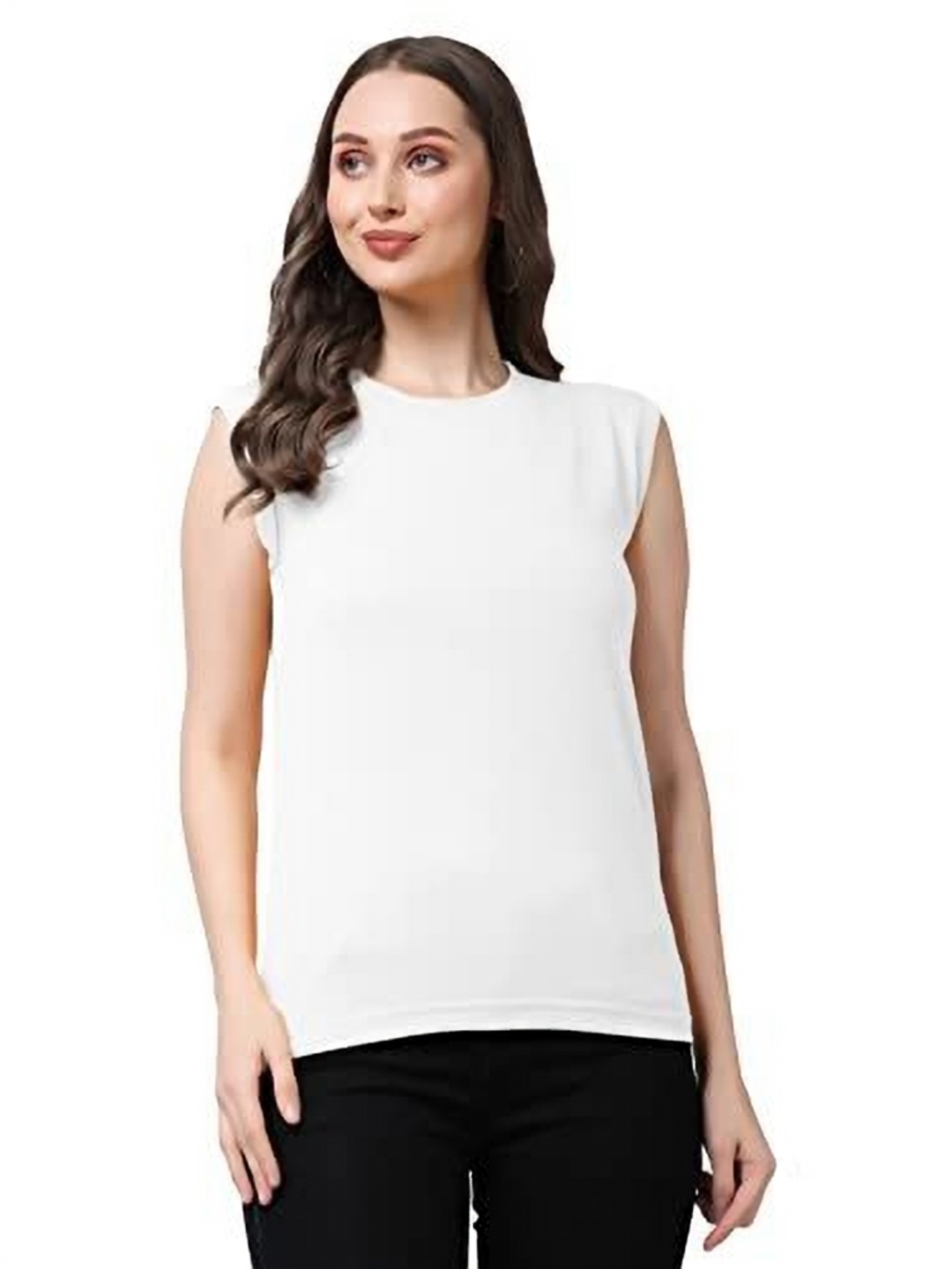

NOTWILD Women Solid Round Neck Relaxed Fit T-shirt, White