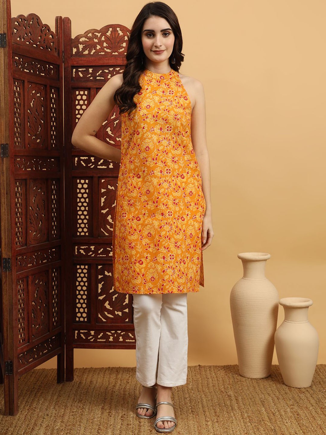 

Anouk Rustic Women Floral Printed Floral Kurta, Yellow