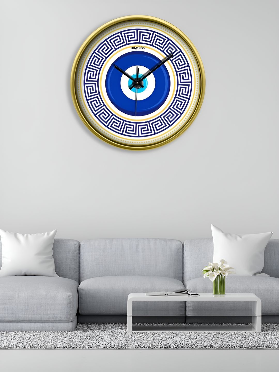 

OLIVE TREE Gold-Toned & Blue Printed Round Shaped Contemporary Analogue Wall Clock