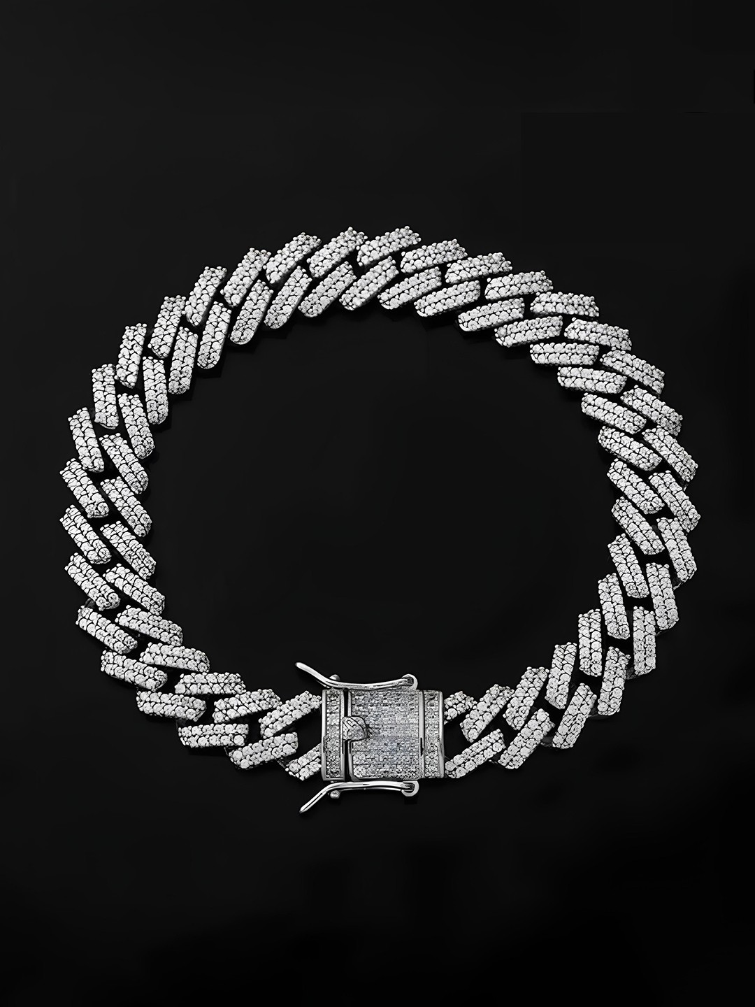 

KARISHMA KREATIONS Unisex Silver-Plated Cubic Zirconia Studded Bangle-Style Bracelet