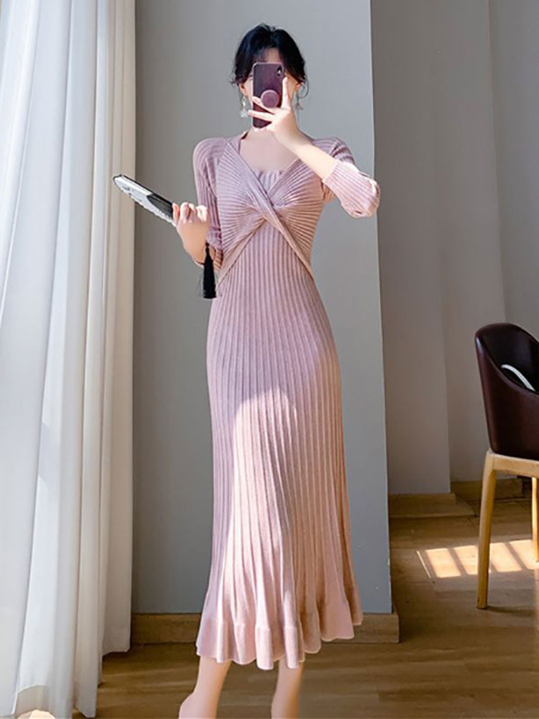 

StyleCast x Revolte Scuba Fit & Flare Midi Dress, Pink