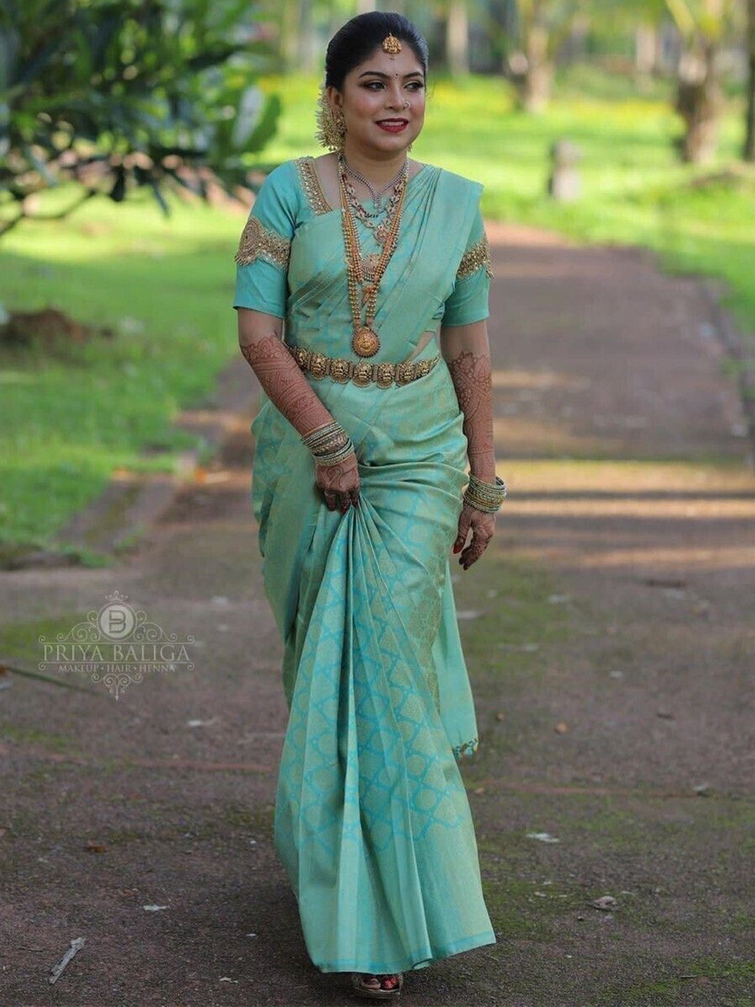 

bansari textiles Woven Design Zari Kanjeevaram Saree, Blue