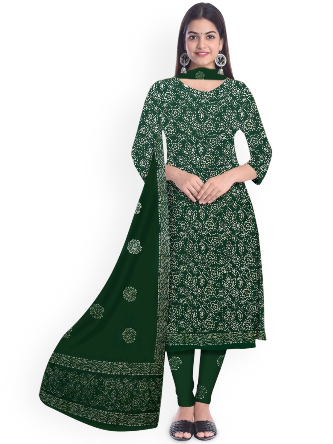 

Farooq Dyeing Floral Printed Pure Cotton Unstitched Dress Material, Green