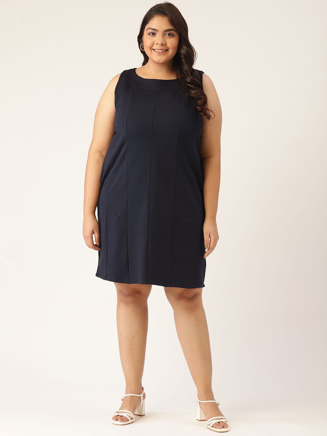 

theRebelinme Women A-Line Midi Plus Size Dress, Navy blue