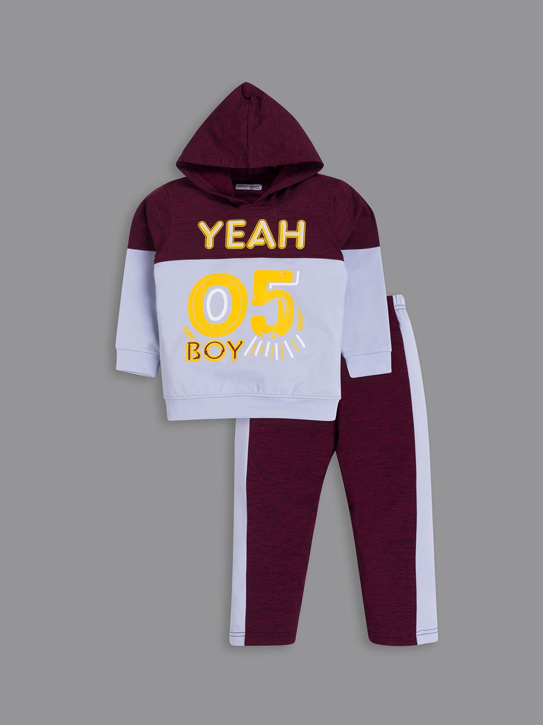 

BAESD Boys Typographic Printed Hood Sweatshirt And Joggers, Maroon