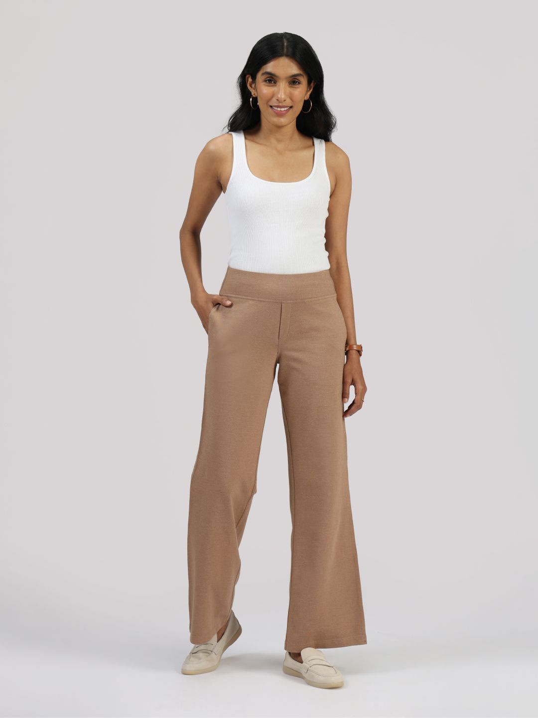 

Blissclub Women Work-to-Wine Twill Wide Flare Pants, Beige