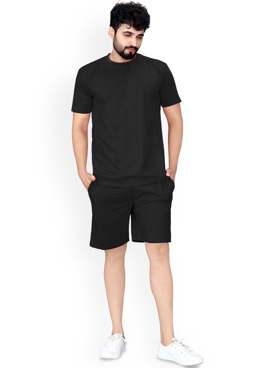 

ELLITI Pure Cotton T-Shirt & Short Co-Ords, Black