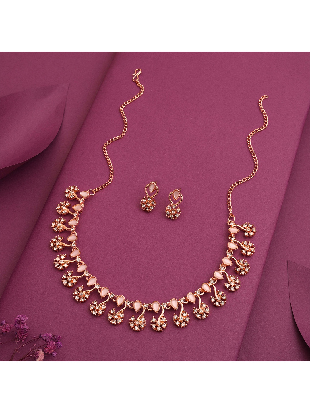 

Lyriss Gold-Plated Artificial Stone Studded Jewellery Set