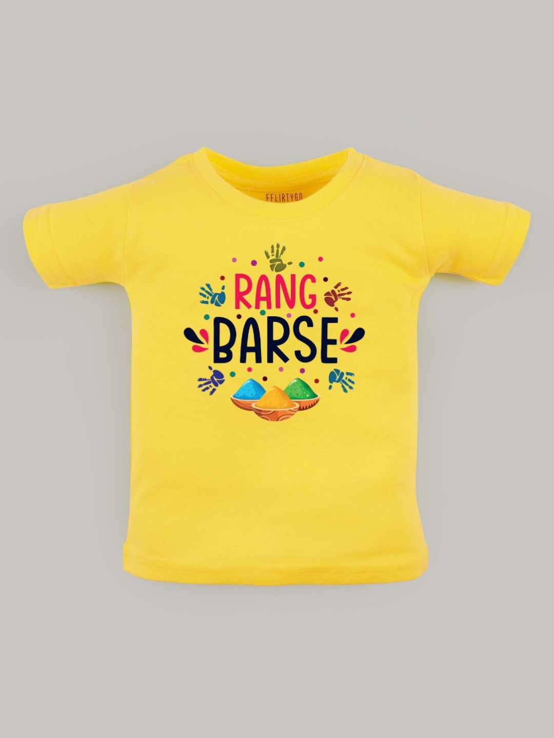 

FFLIRTYGO Unisex Kids Graphic Printed Round Neck Cotton T-shirt, Yellow