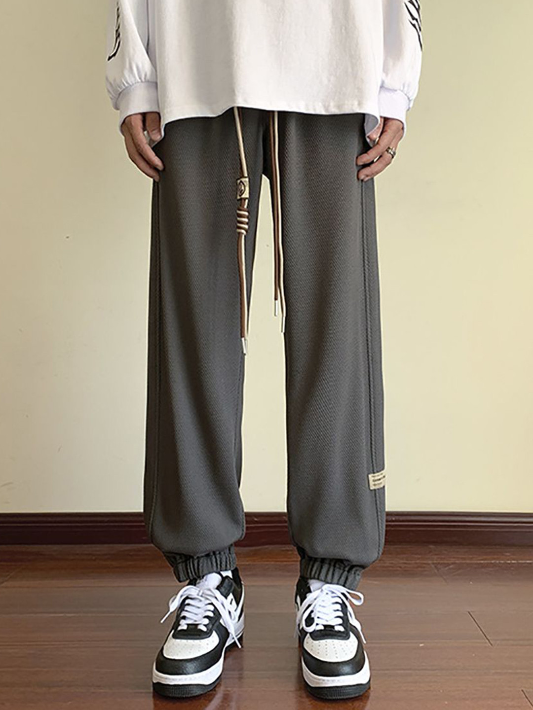 

StyleCast x Revolte Men Straight Fit Pleated Joggers Trousers, Grey