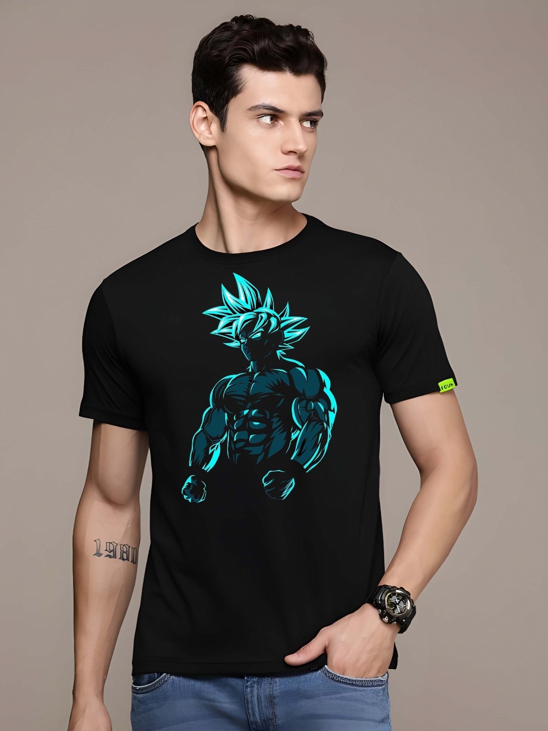 

Moda Rapido Men Dragon Ball Z Graphic Printed Round Neck Cotton T-shirt, Black