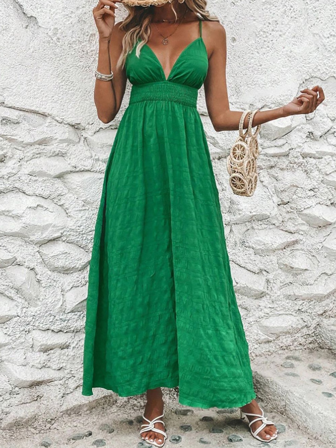 

StyleCast x Revolte Women Fit and Flare Maxi Dress, Green