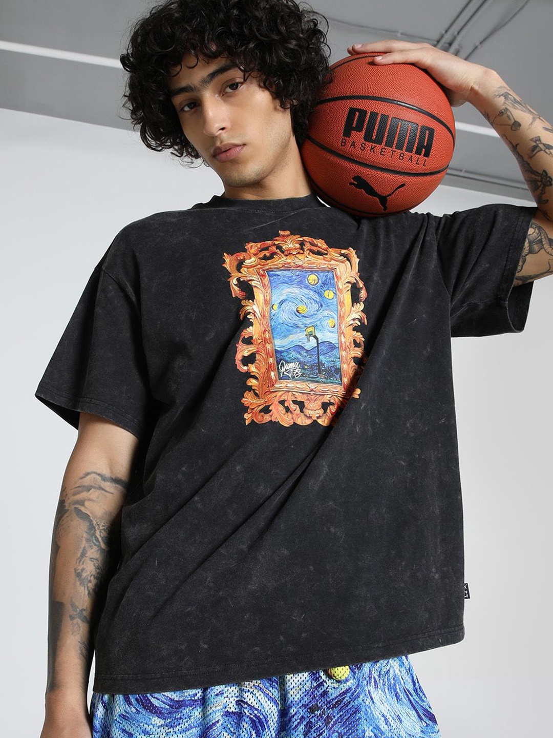 

Puma Dylan Exhibit Oversized Basketball Tee, Black