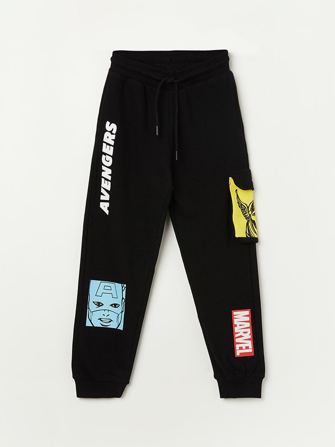 

Fame Forever by Lifestyle Boys Marvel Printed Cotton Track Pants, Black