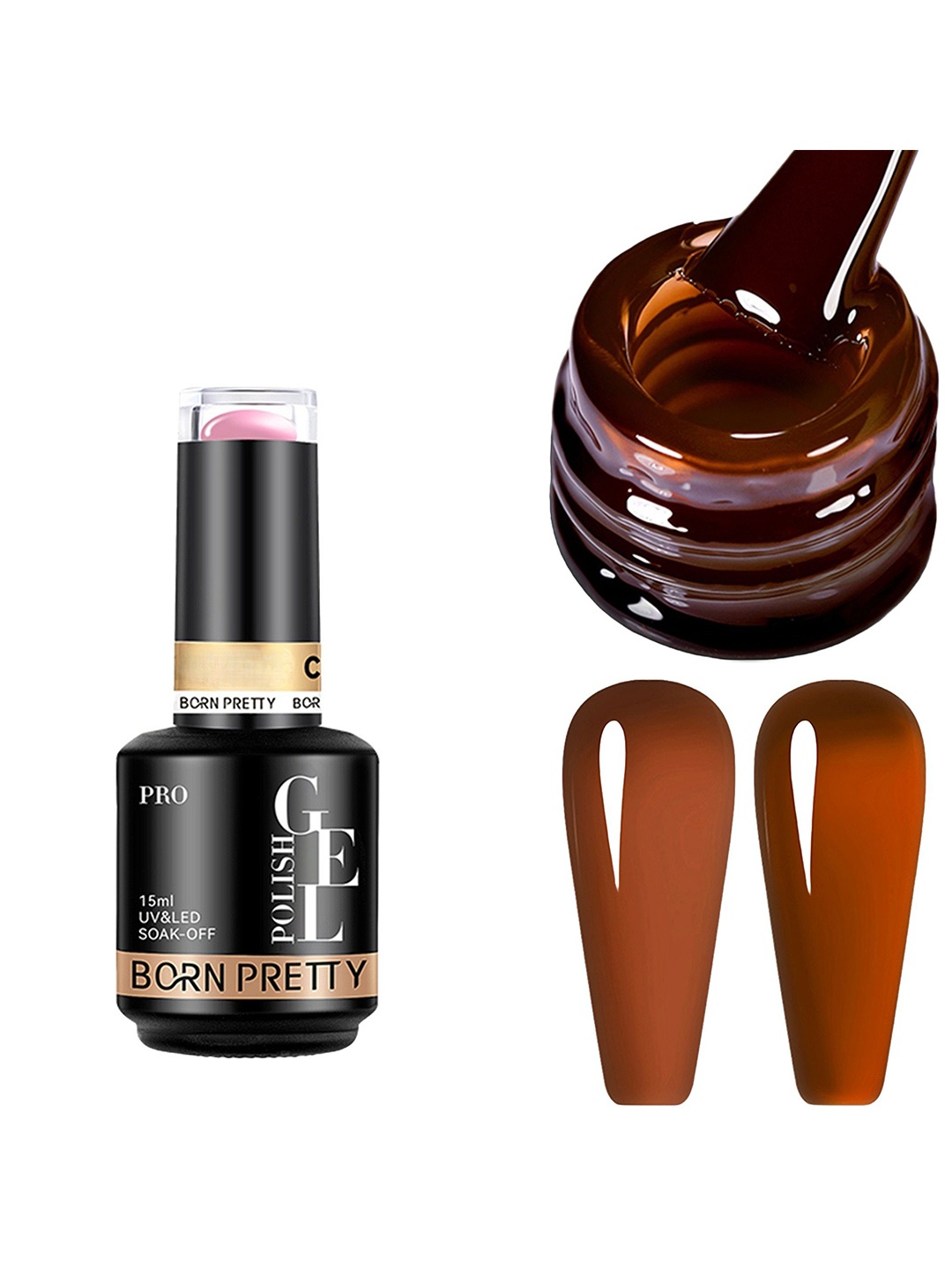 

BORN PRETTY UV & LED Soak Off Long Lasting Gel Nail Polish - 15 ml - C144, Brown