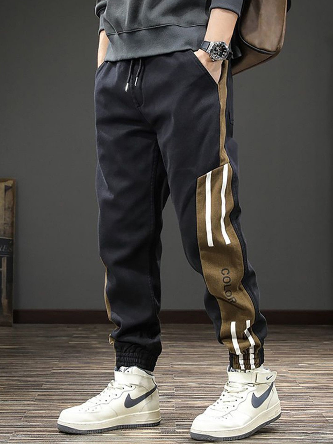 

StyleCast x Revolte Men Joggers Trousers, Black