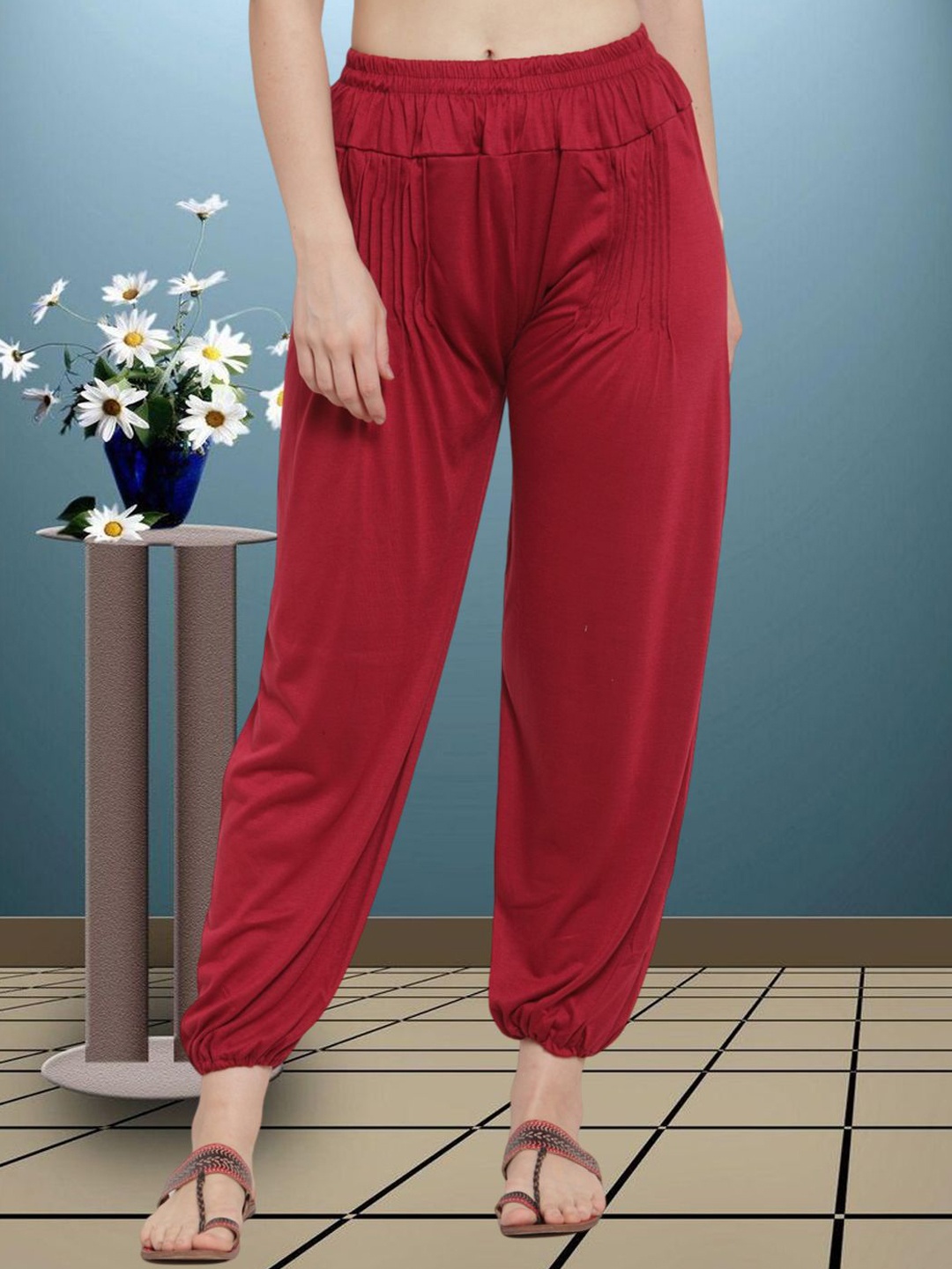 

GRACIT Women Loose Fit Harem Pant, Maroon
