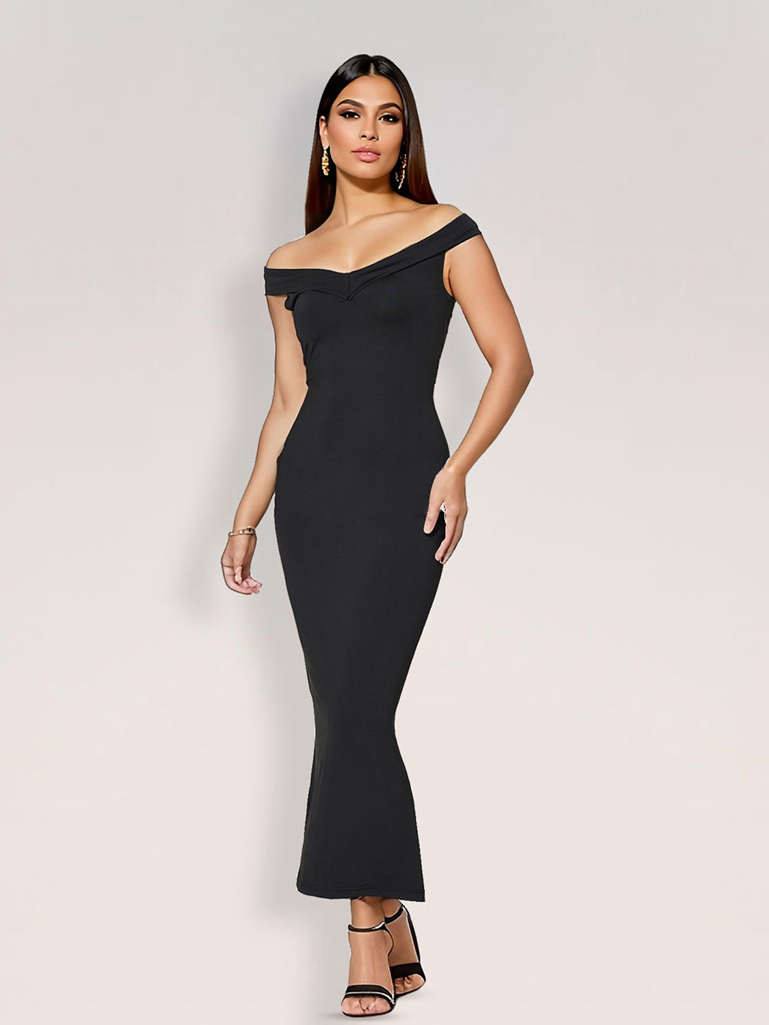 

StyleCast x Revolte Off-Shoulder Bodycon Maxi Dress, Black