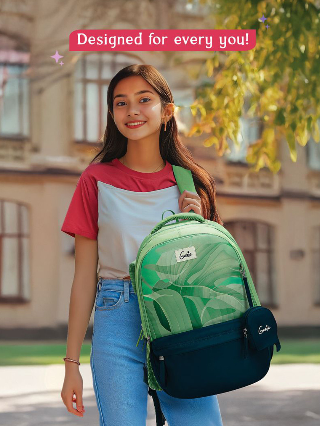 

Genie Women Graphic Printed Backpack, Green