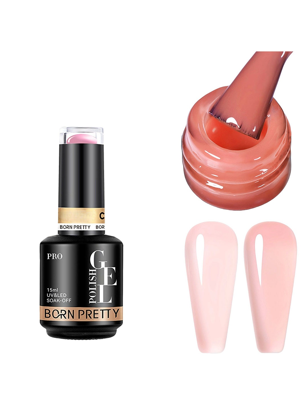

BORN PRETTY UV & LED Soak Off Long Lasting Gel Nail Polish - 15 ml - C005, Peach