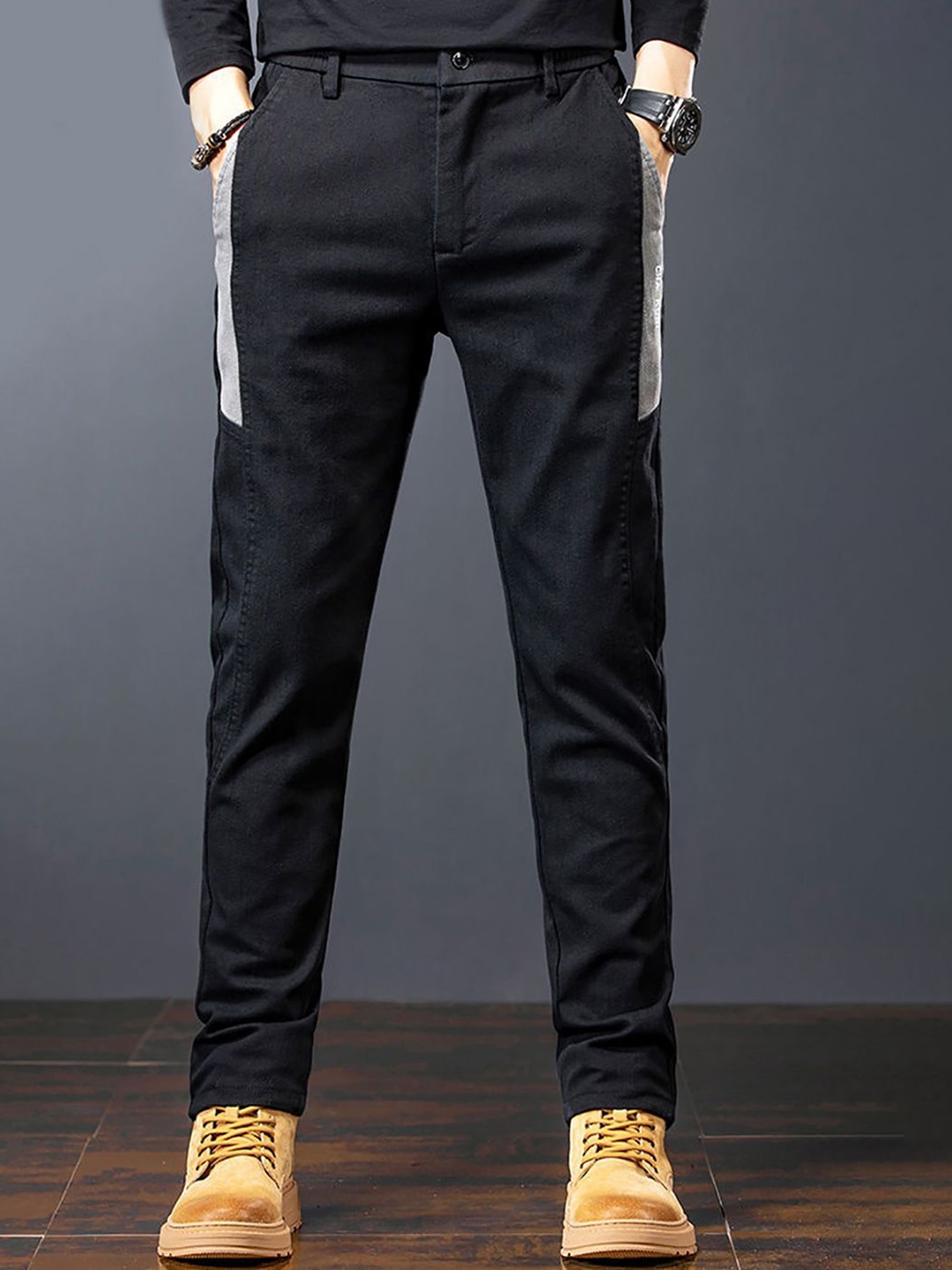 

StyleCast x Revolte Men Skinny Fit Easy Wash Regular Trousers, Black