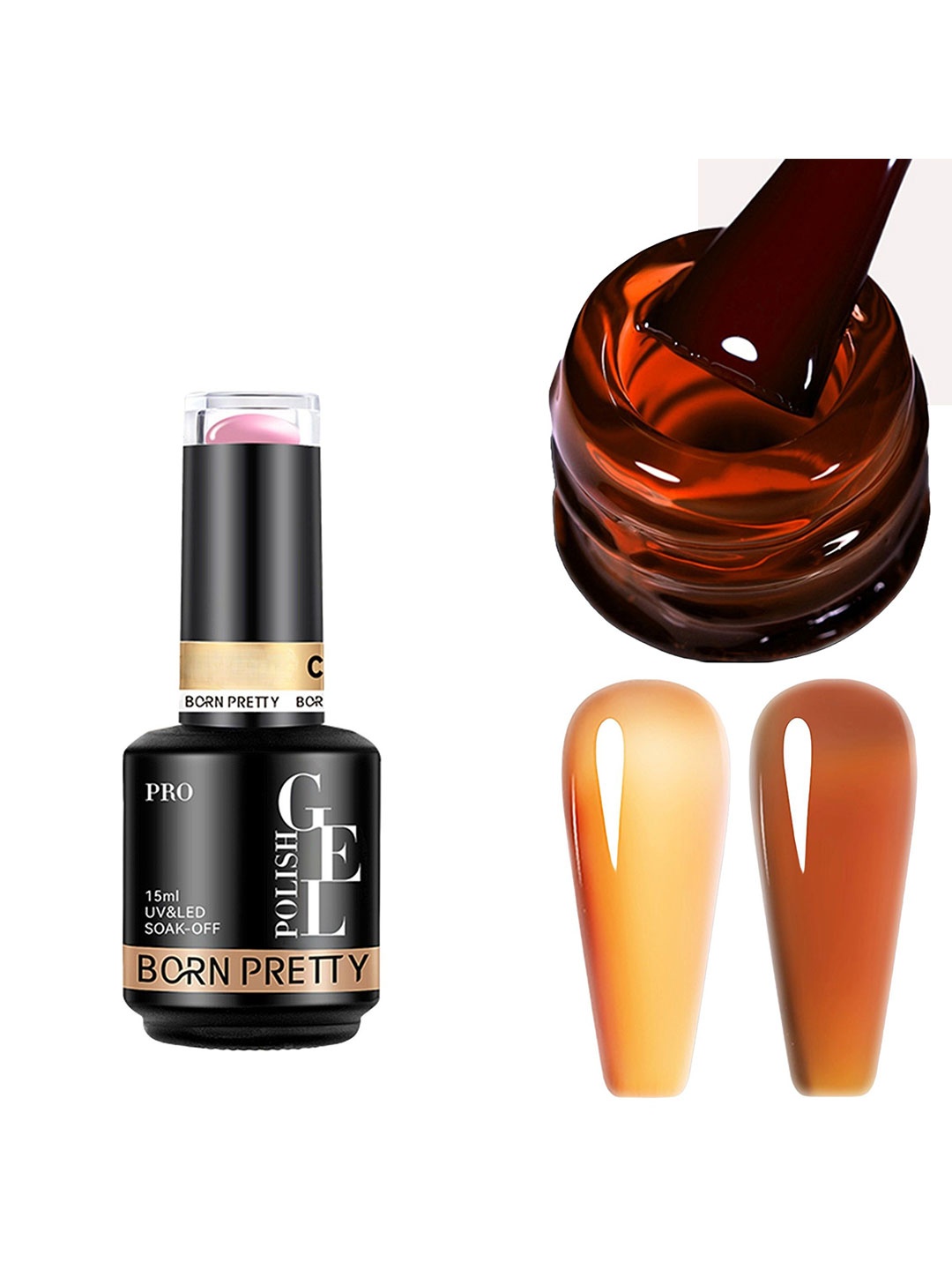 

BORN PRETTY UV & LED Soak Off Long Lasting Gel Nail Polish - 15 ml - C128, Brown