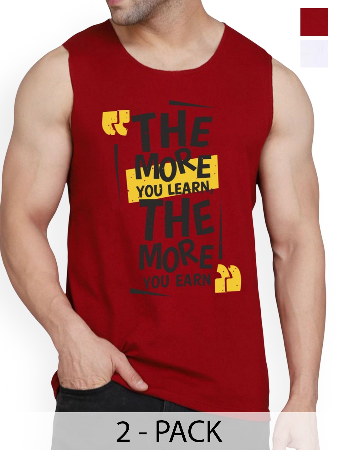 

Woostro Men Pack Of 2 Printed Gym VestsRS26 CMB (MORE WHITE) (MORE MAROON)