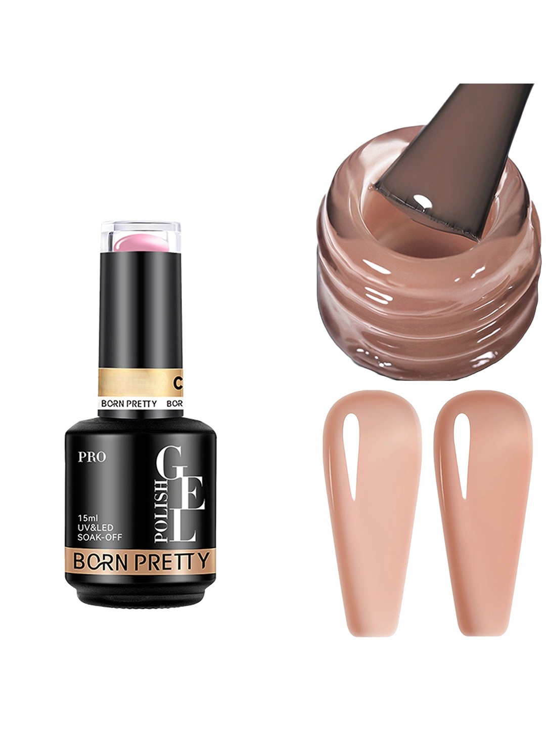 

BORN PRETTY UV & LED Soak Off Long Lasting Gel Nail Polish - 15 ml - C165, Nude