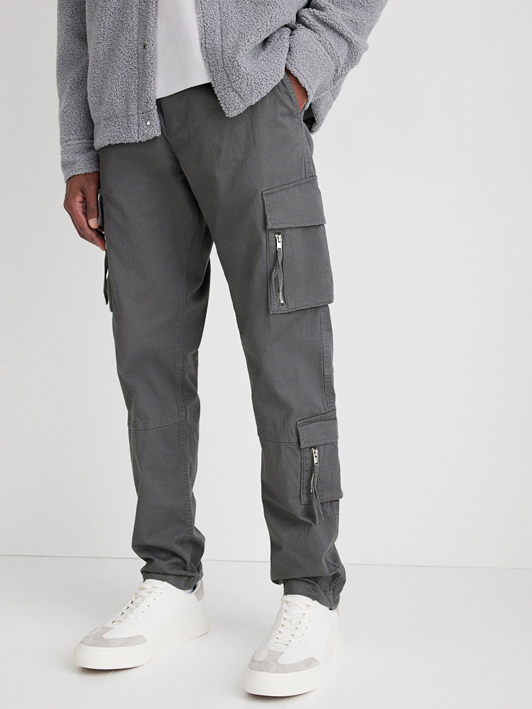 

H&M Slim Fit Cargo Trousers, Grey