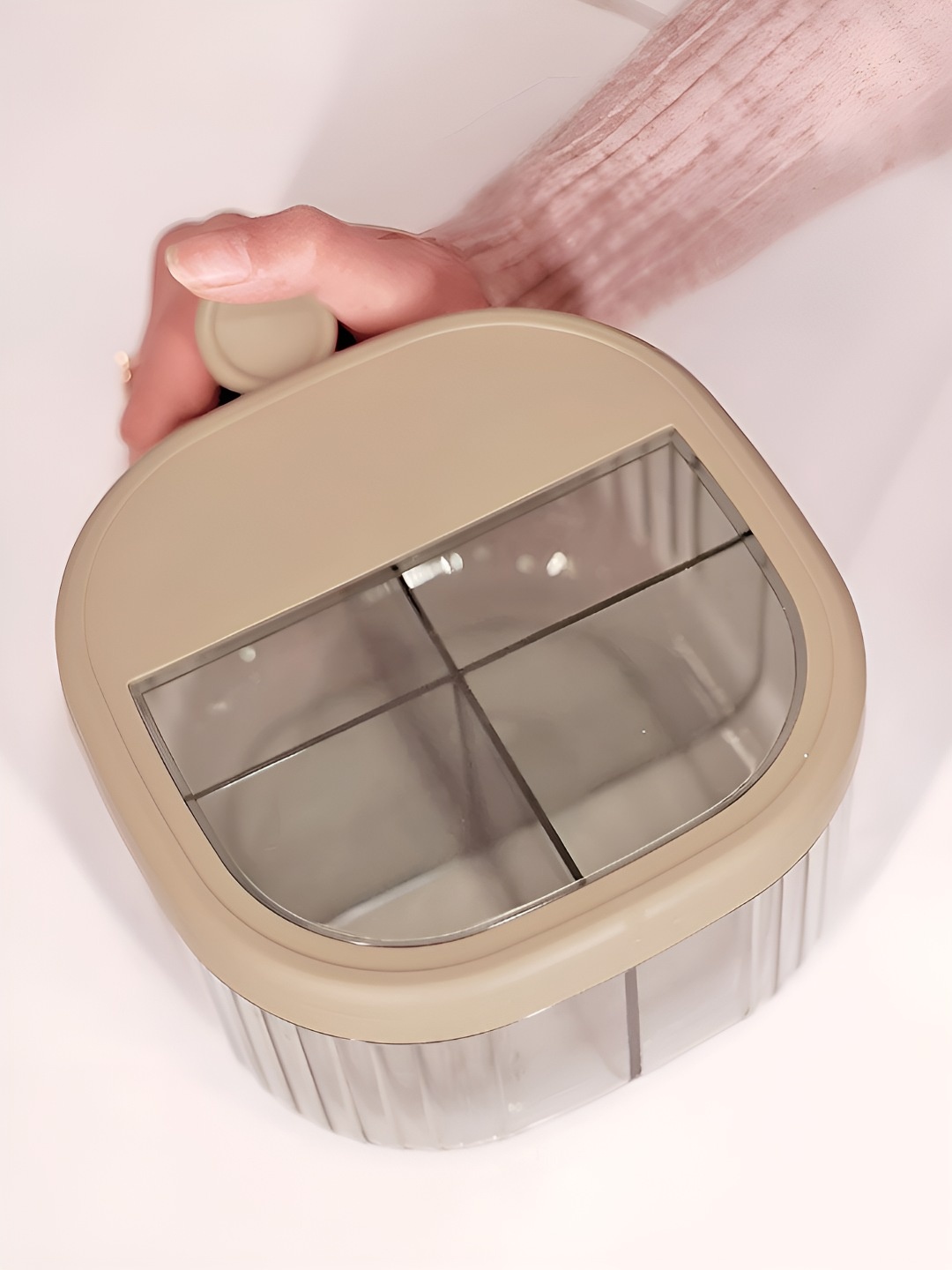 

DecorTwist Beige 4-Compartment Easy to Clean Container