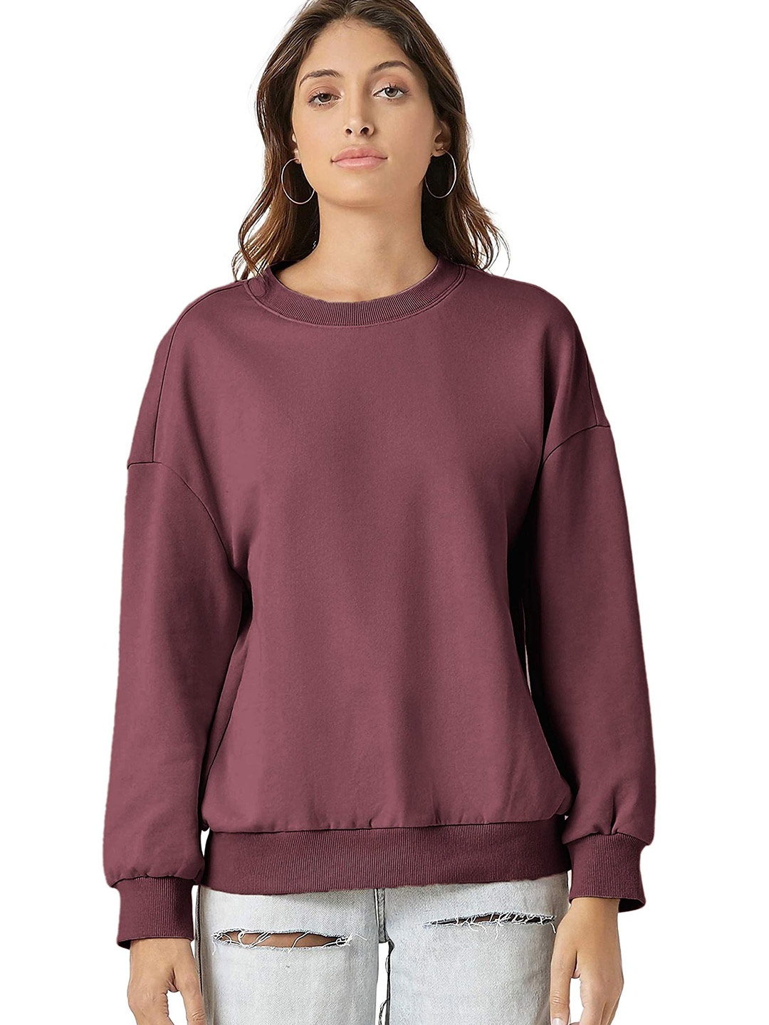 

NOTWILD Women Round Neck Sweatshirt, Pink