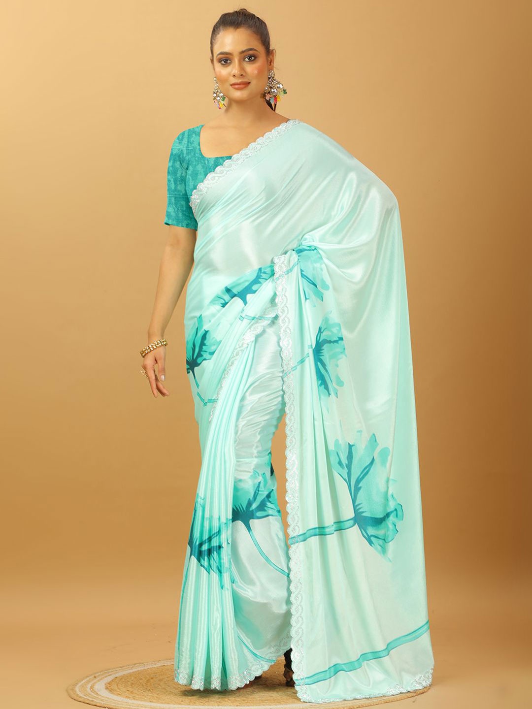 

A.V.M. SILK MILLS Pure Georgette Saree, Turquoise blue