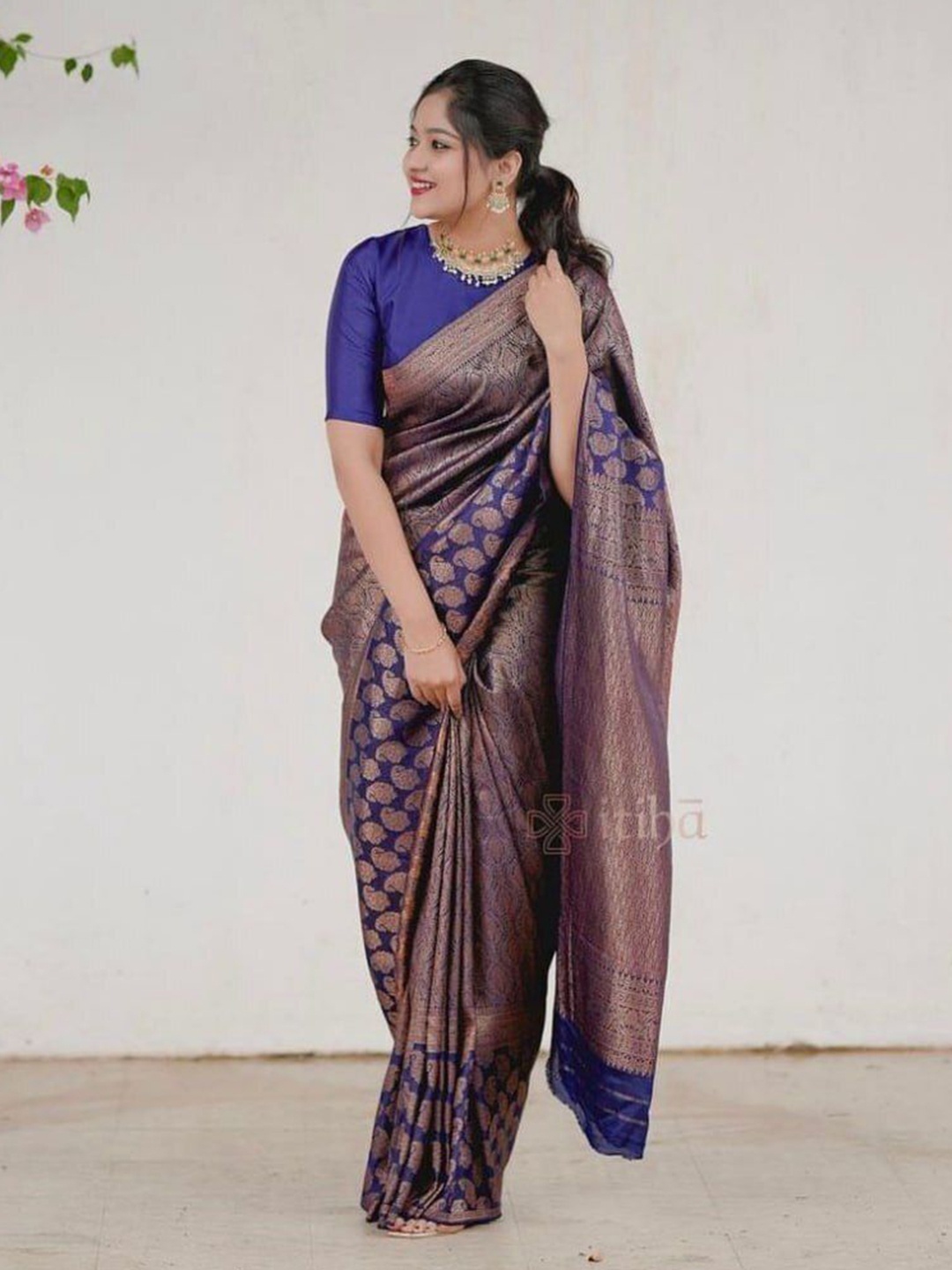 

bansari textiles Woven Design Zari Banarasi Saree, Blue