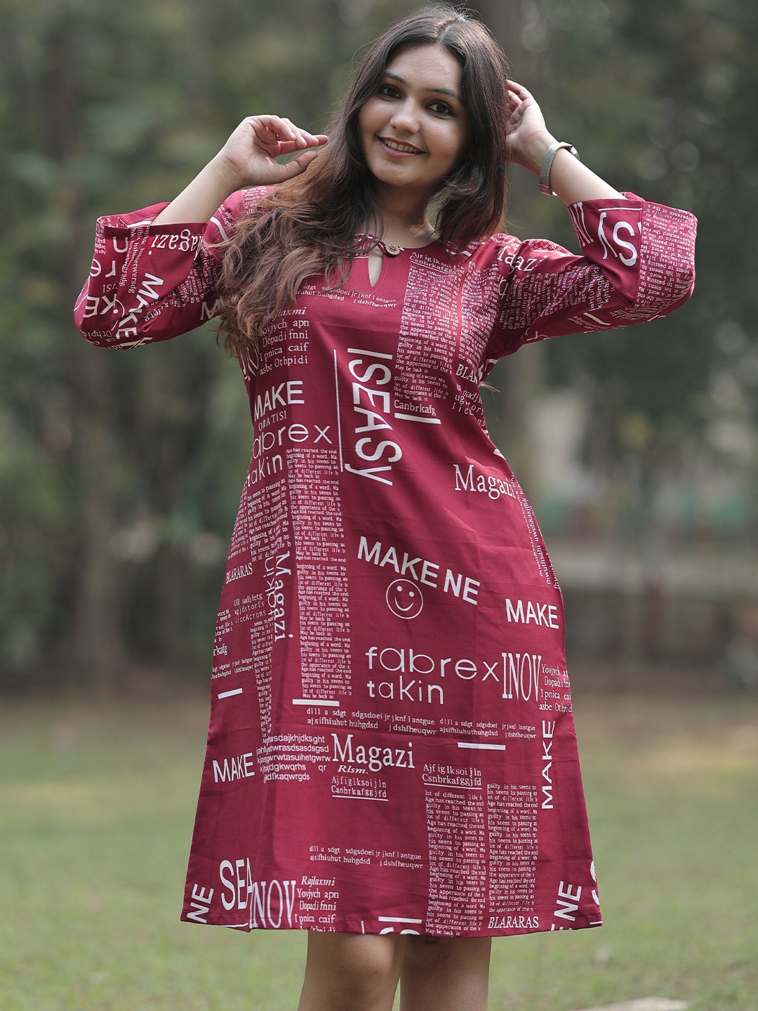 

Swarna Akriti Dyed A-Line Dress, Maroon