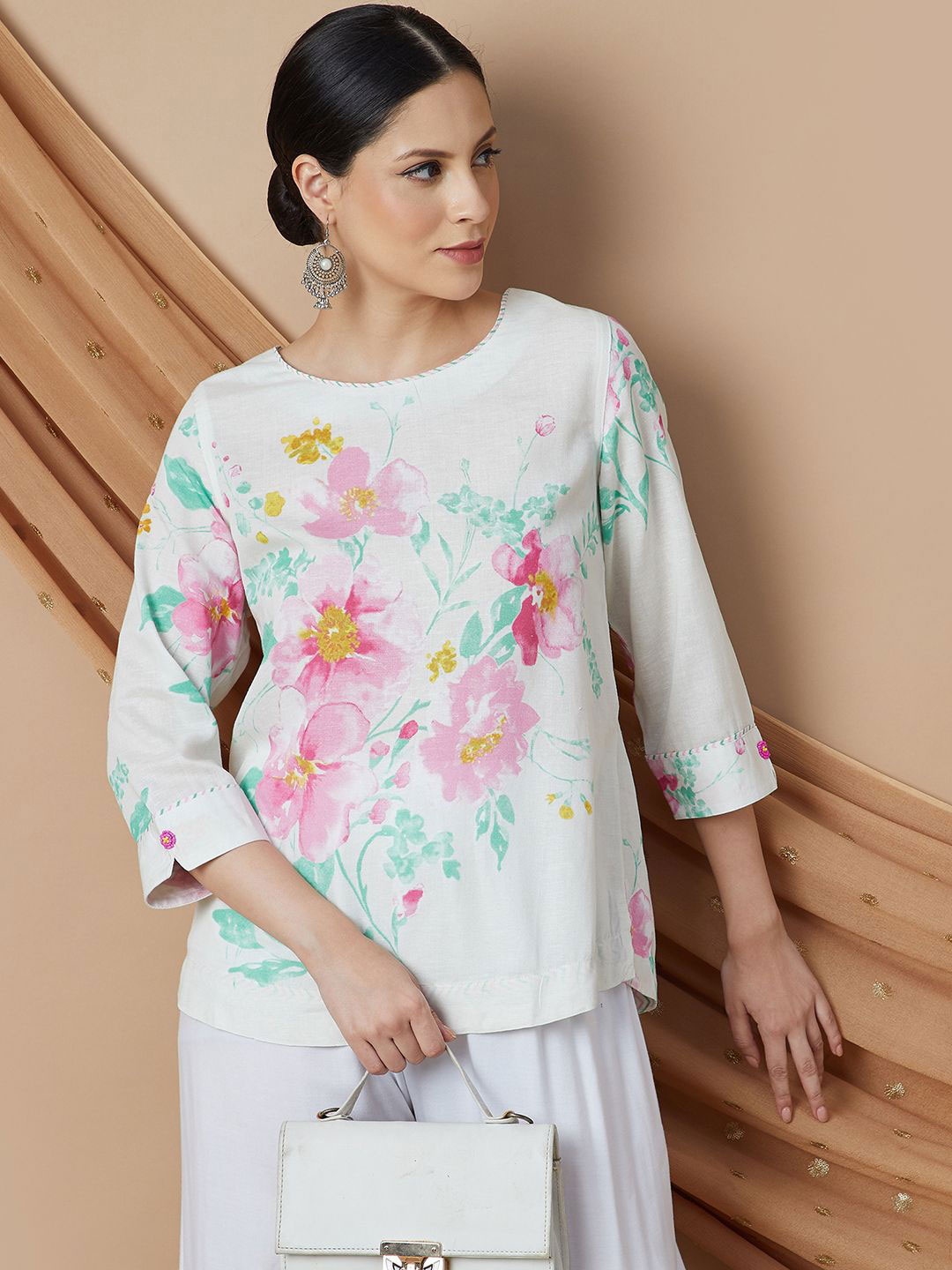 

Melange by Lifestyle Printed Tunic, Off white