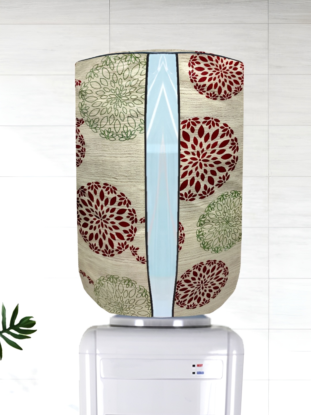 

KANUSHI INDUSTRIES Beige & Maroon Floral Printed Waterproof Water Dispenser Cover