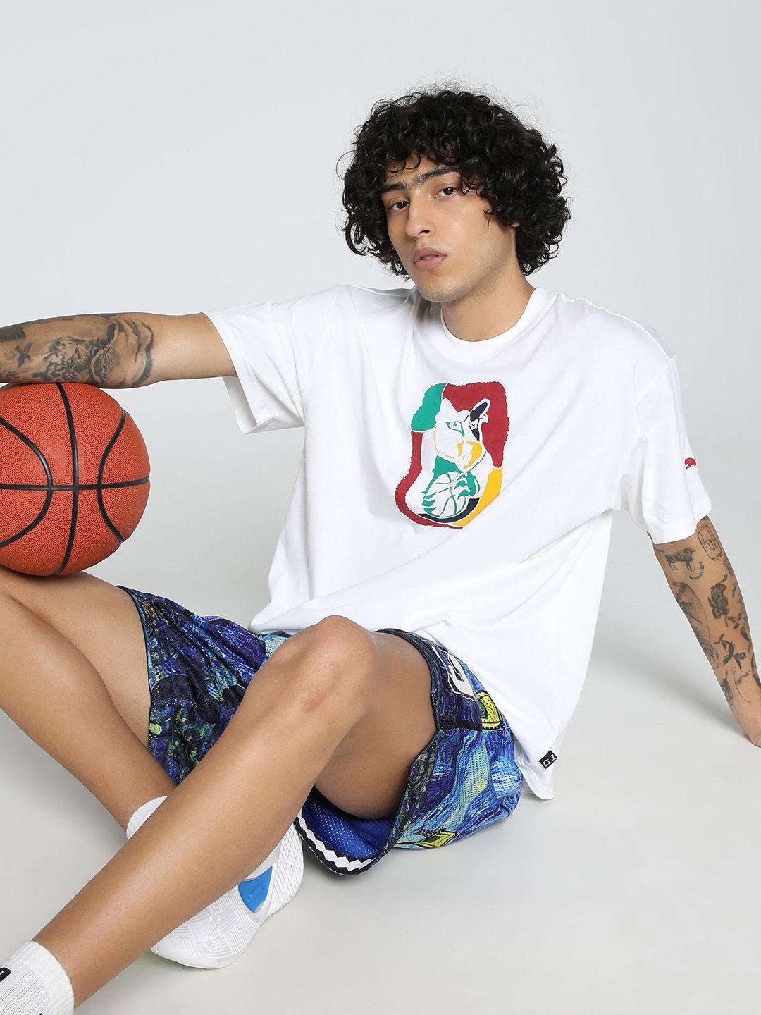 

Puma Men Dylan Exhibit Oversized Basketball Tee, White
