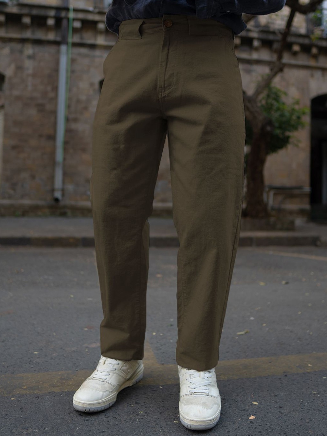 

Powerlook Olive Regular Fit Linen Pant