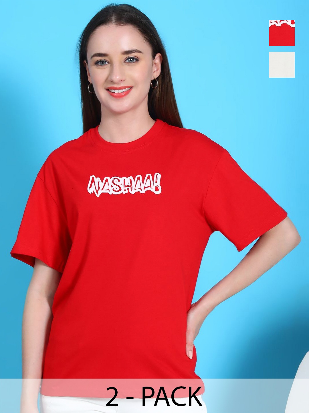 

Dreambe Women Typography 2 Printed Applique T-shirt, Multi