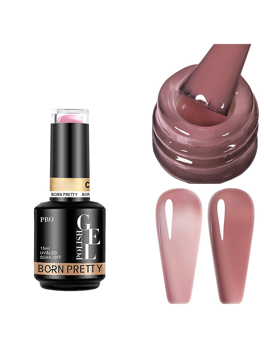 

BORN PRETTY UV & LED Soak Off Long Lasting Gel Nail Polish - 15 ml - C171, Brown