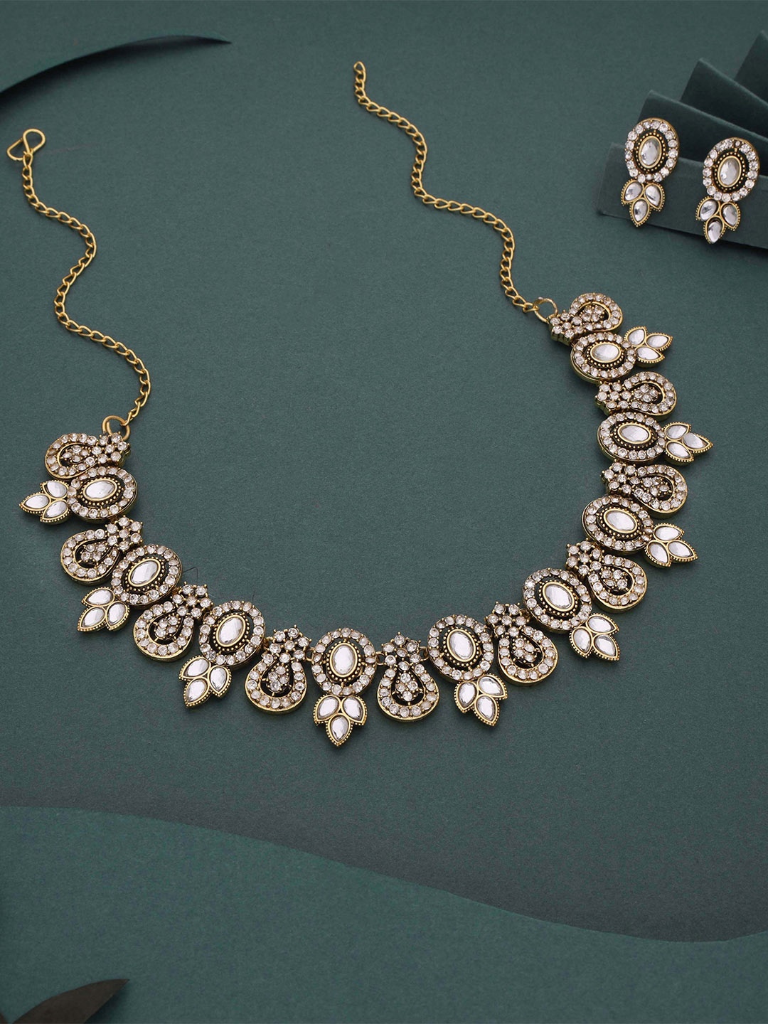

Lyriss Gold-Plated American Diamond Stones Studded Jewellery Set