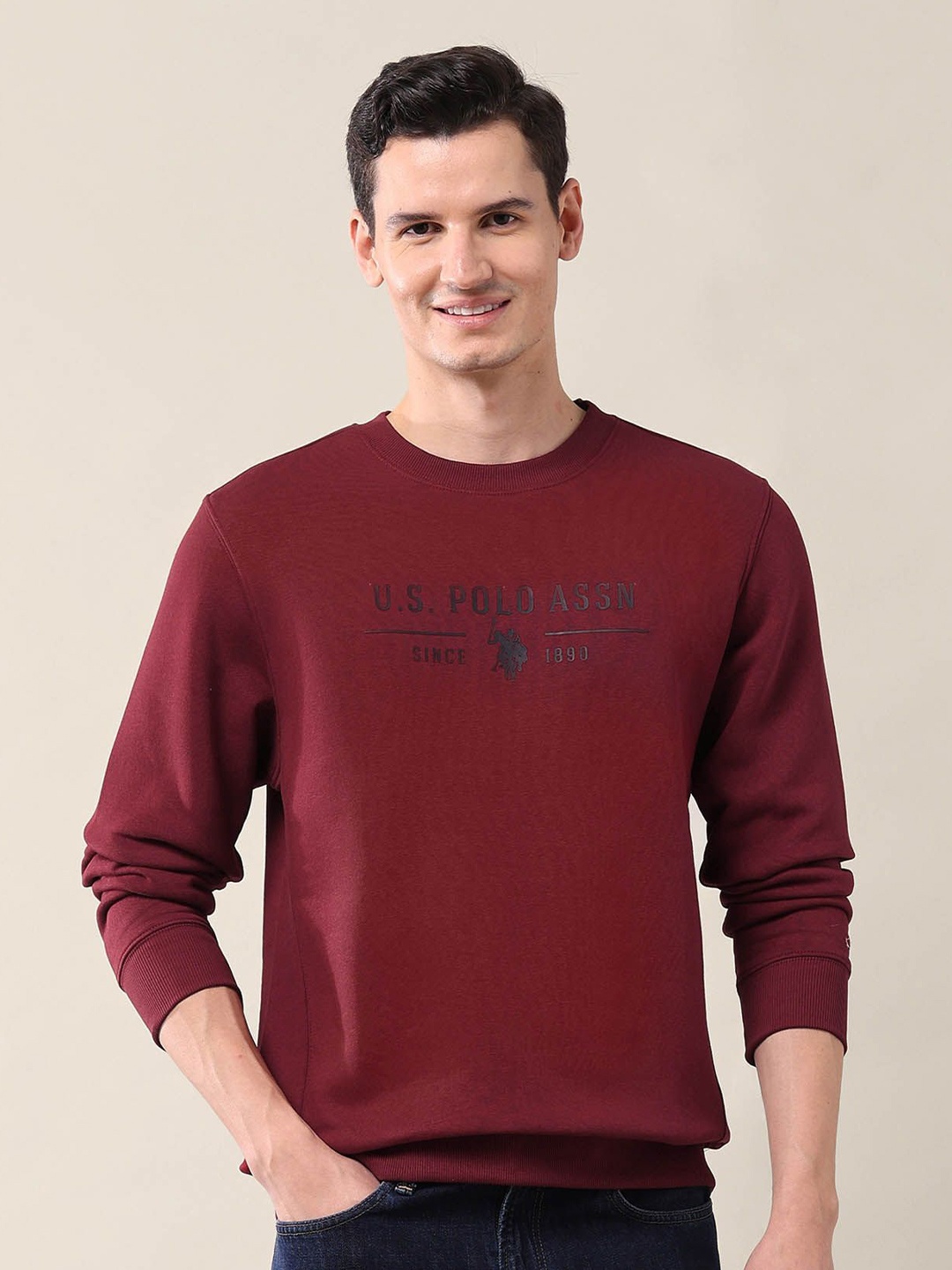 

U.S. Polo Assn. Men Printed Sweatshirt, Red