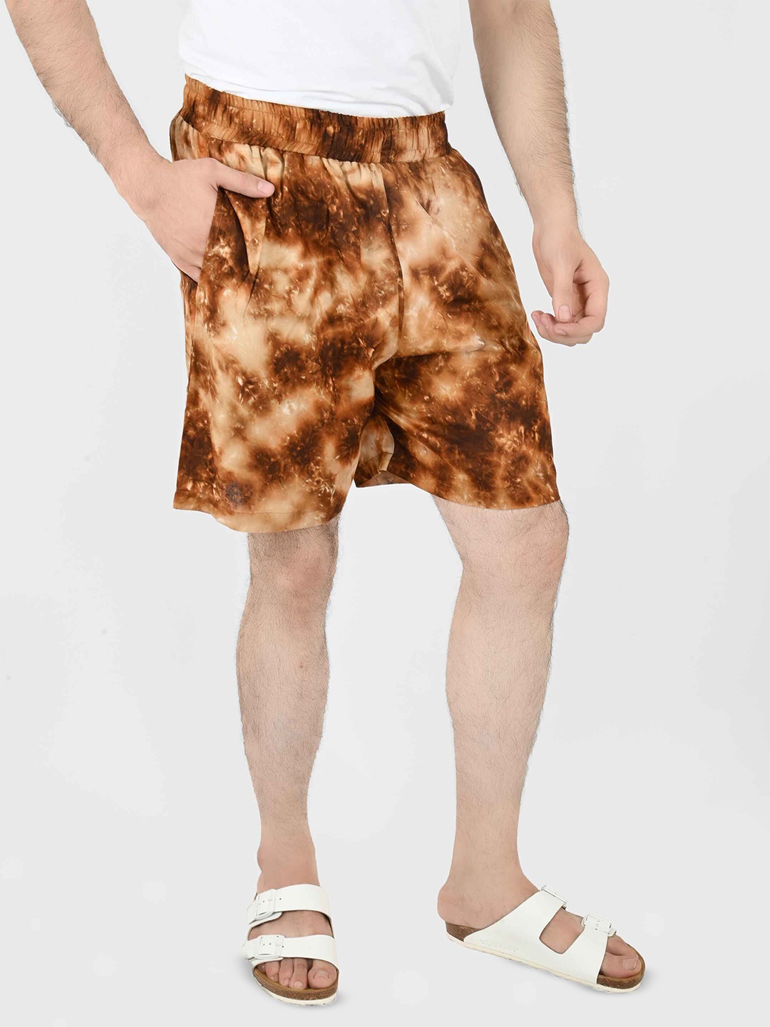 

Blissence Men Printed Pure Cotton Slip On Lounge Shorts, Brown