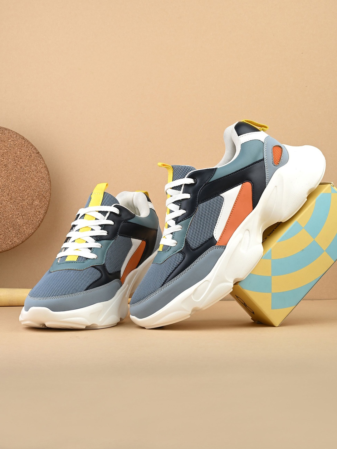 

Styli Men Colorblock Chunky Sneakers, Blue