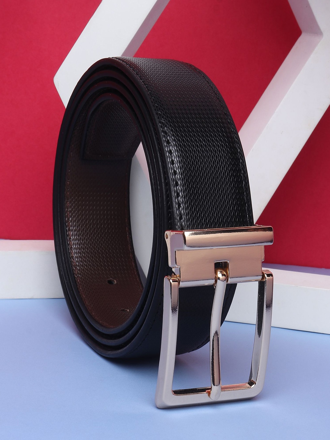 

Provogue Men Textured Reversible Formal Belt, Black