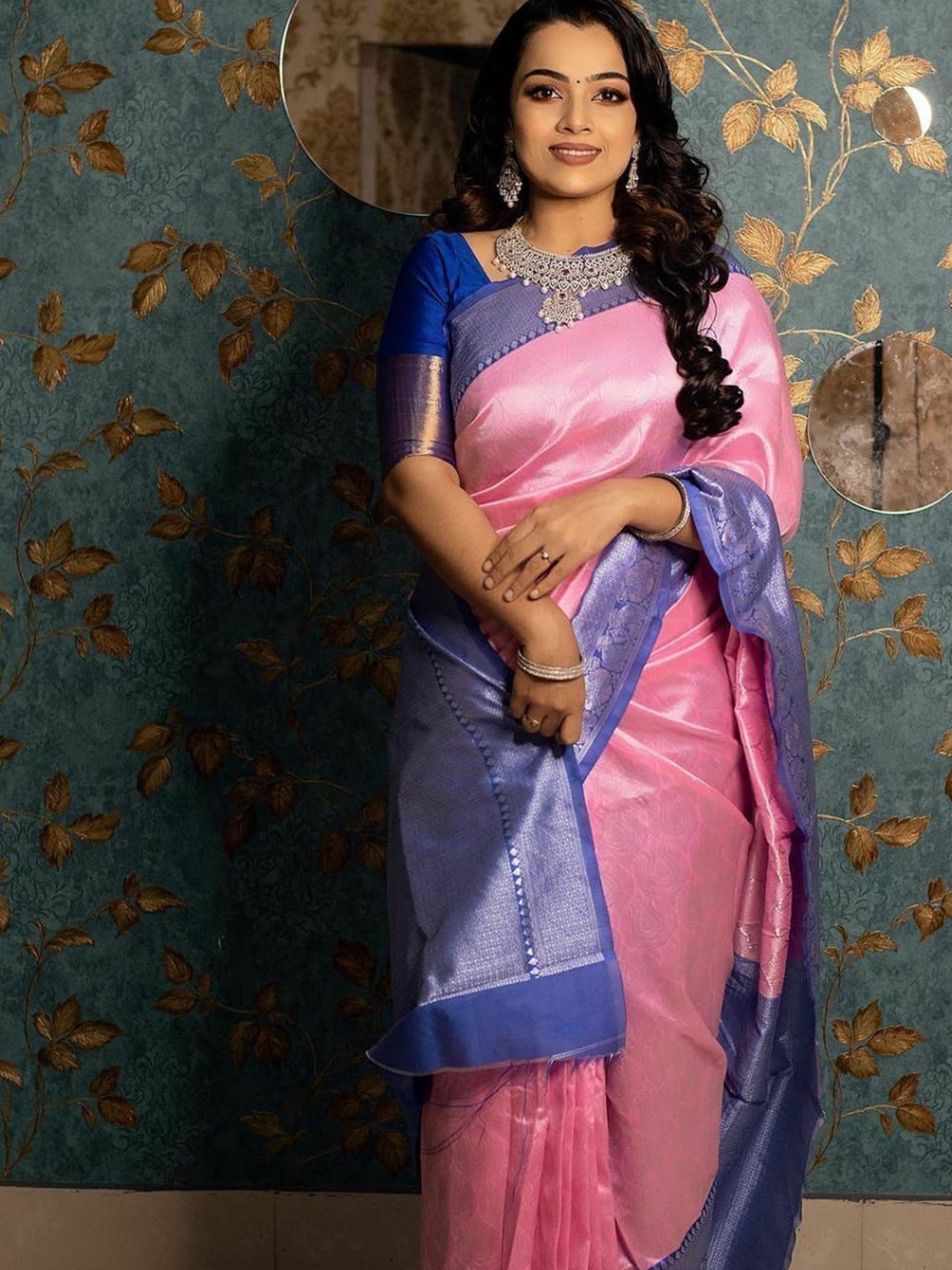 

bansari textiles Woven Design Zari Banarasi Saree, Pink