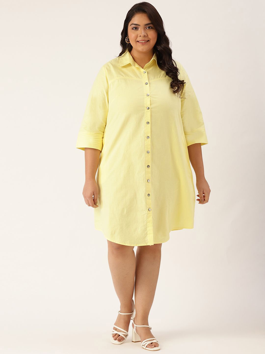 

theRebelinme Shirt Midi Dress, Yellow