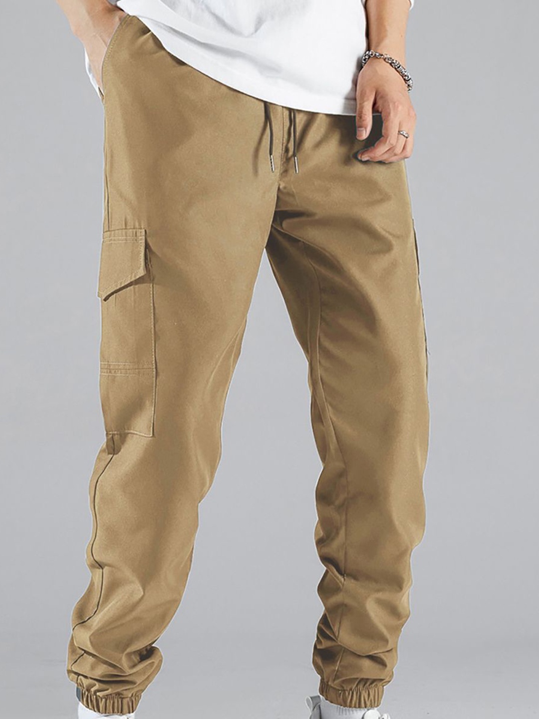 

StyleCast x Revolte Men Pleated Cargos Trousers, Khaki